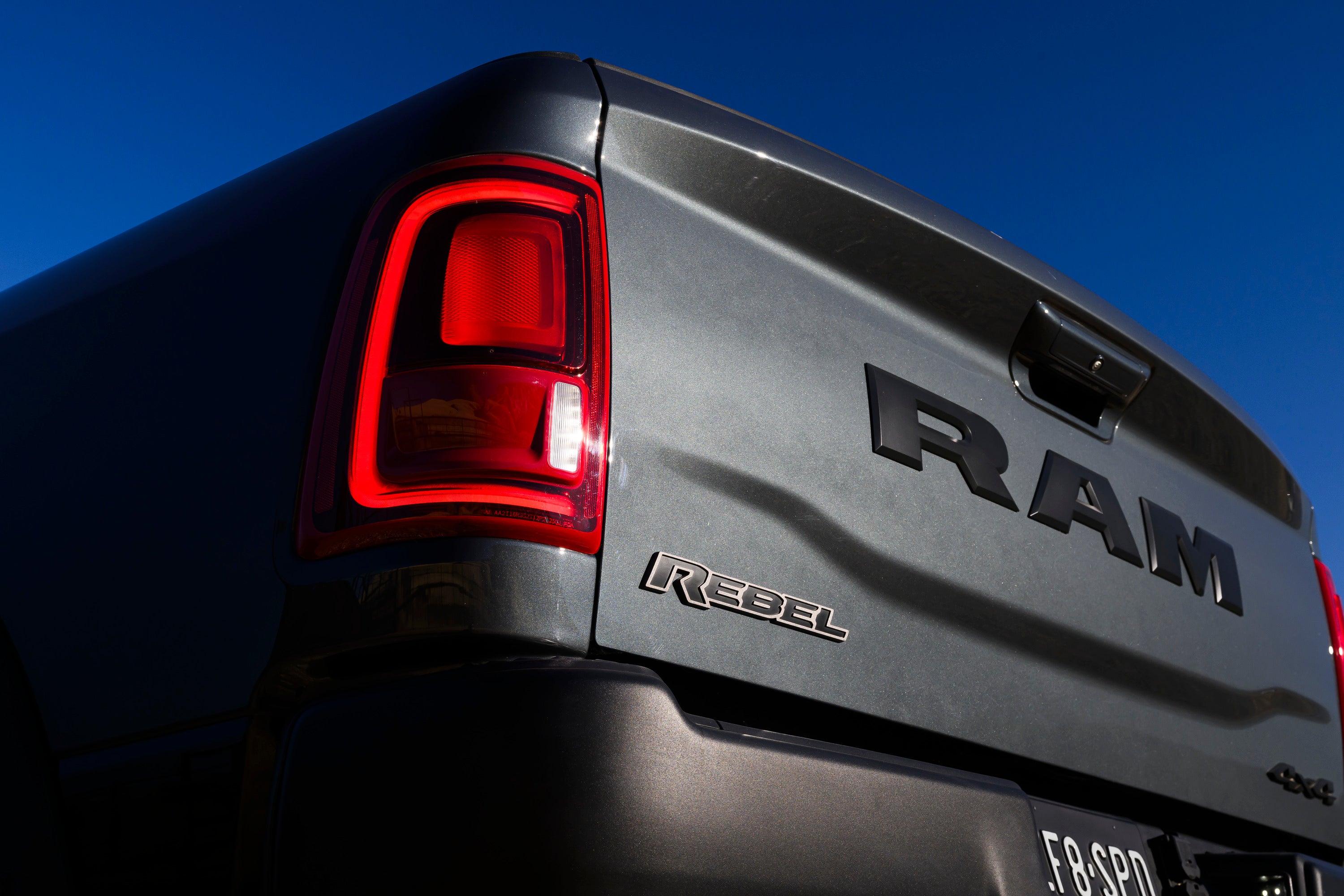 The tailgate of a ram 2500.