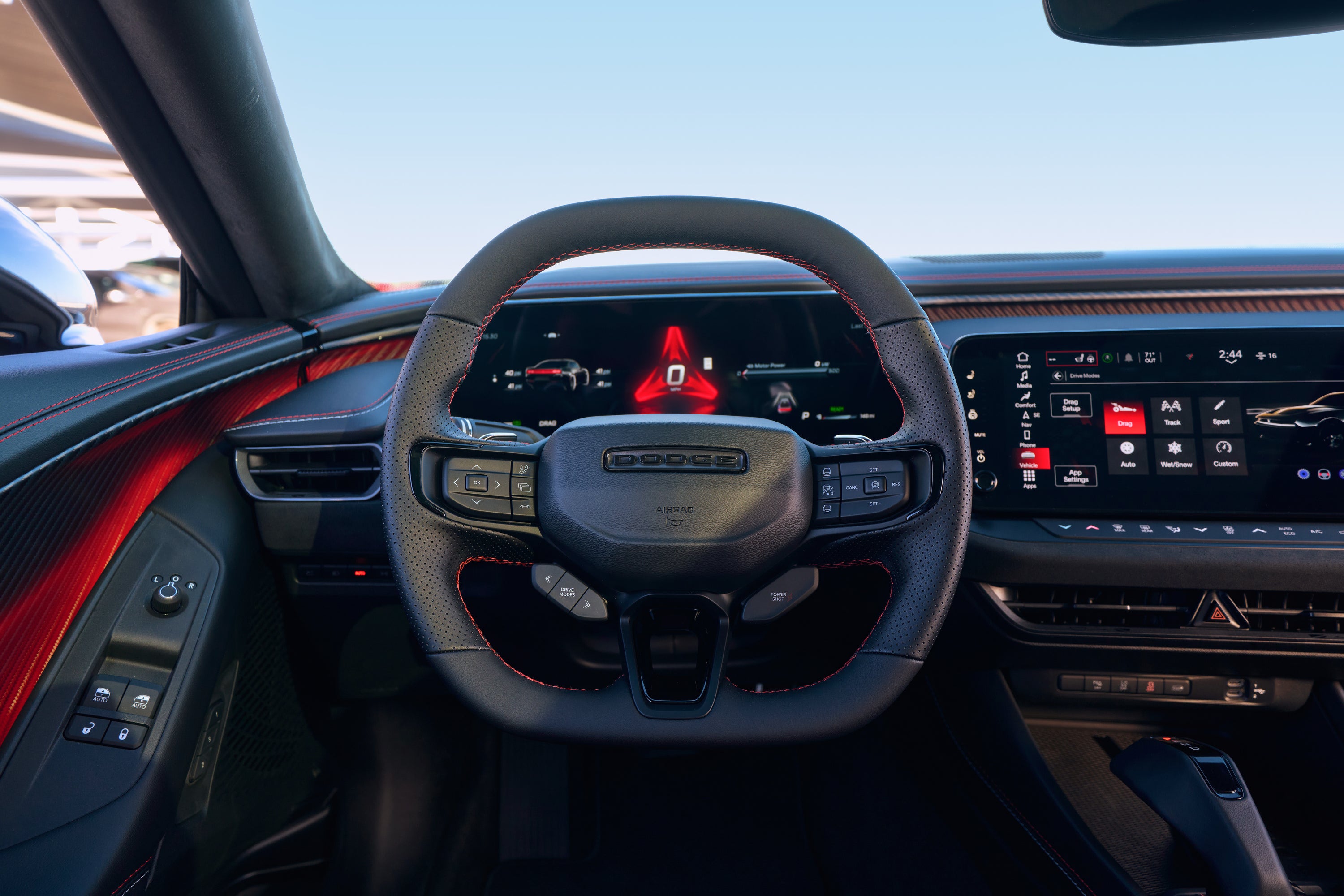 The front dash of a dodge charger.